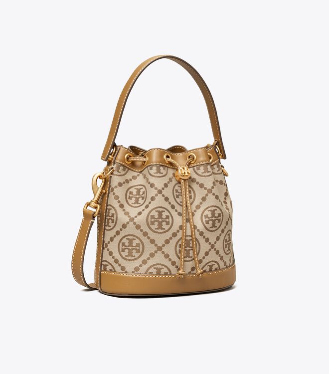 Tory Burch Brown T Monogram Jacquard Bucket Bags
