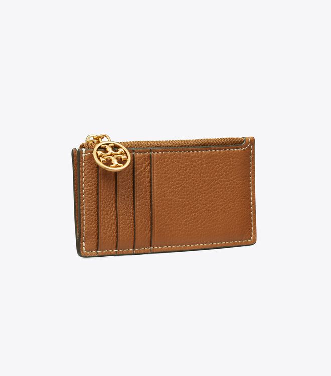 Tory Burch Brown Miller Top-zip Card Case