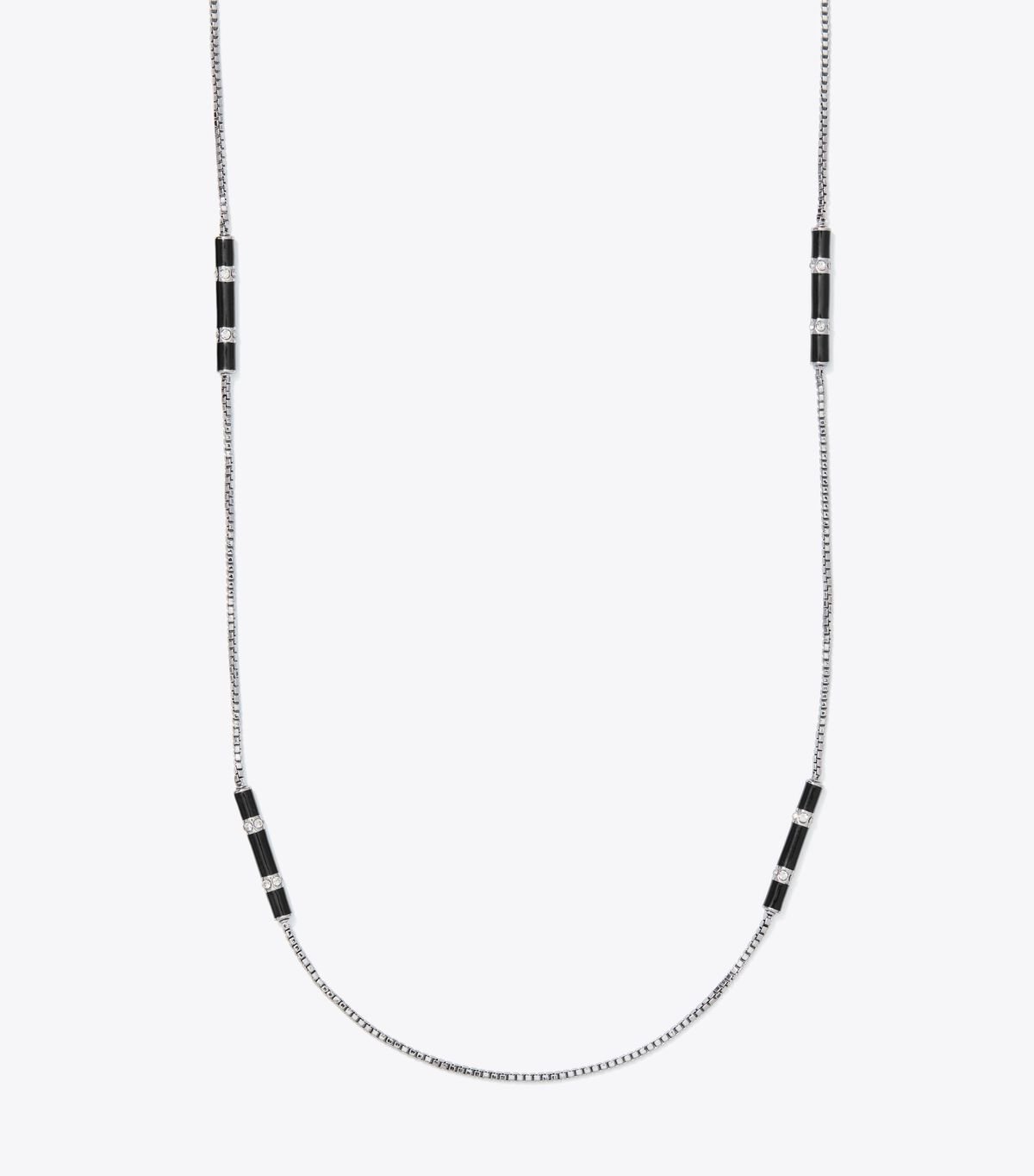 Tory Burch Black Multicolor Long Kira Enamel Necklace