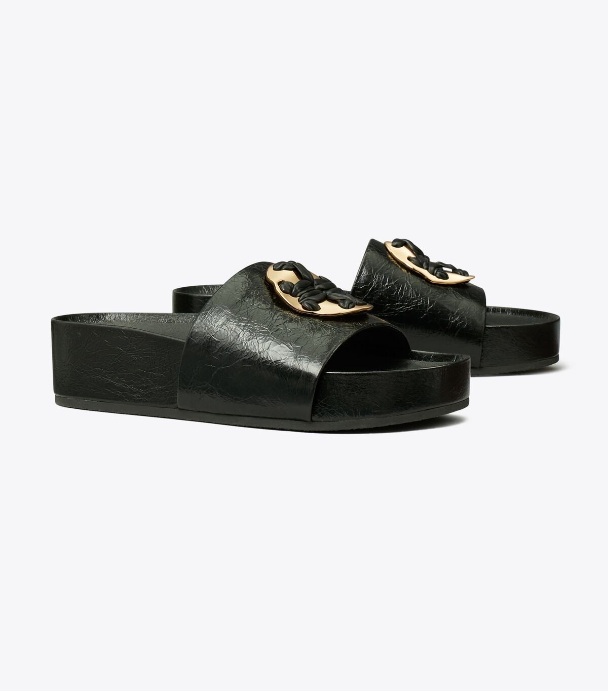 Tory Burch Black Woven Double T Sandals