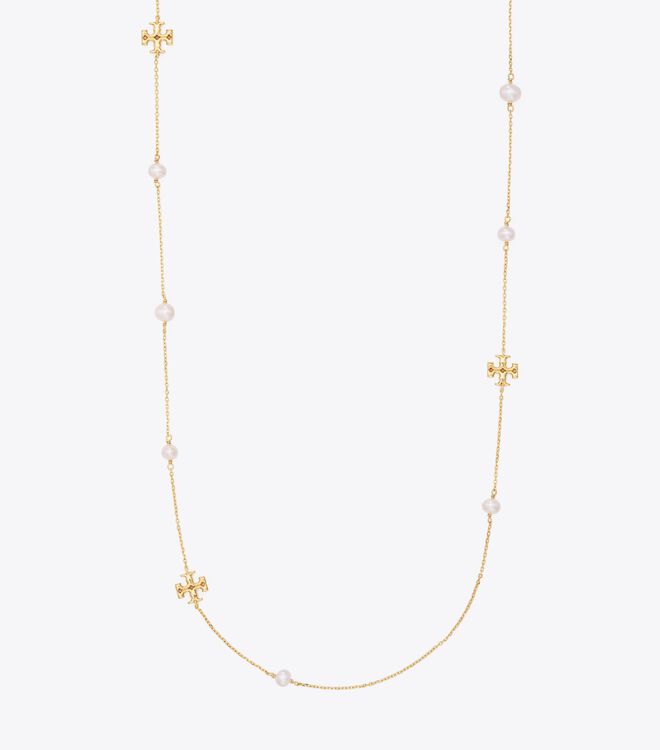 Tory Burch Gold Kira Pearl Delicate Long Necklace