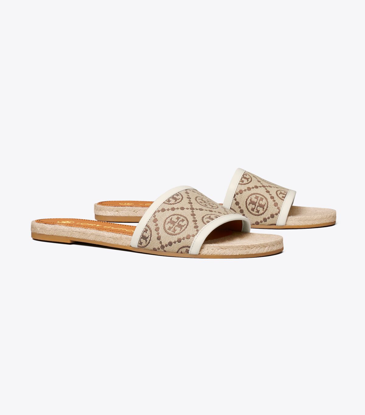 Tory Burch Brown / White T Monogram Espadrille