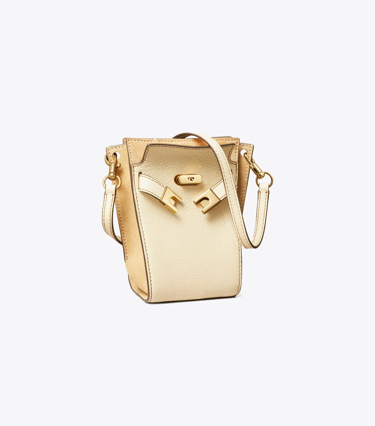Tory Burch Beige Petite Lee Radziwill Pebbled Satchel Bags