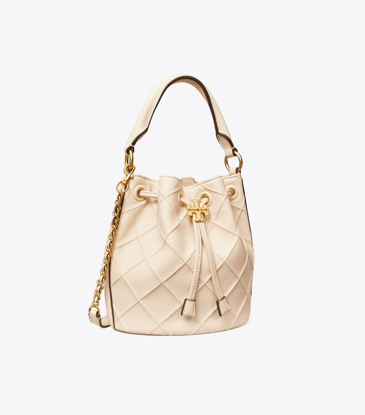 Tory Burch Cream Small Fleming Soft Bucket Bags