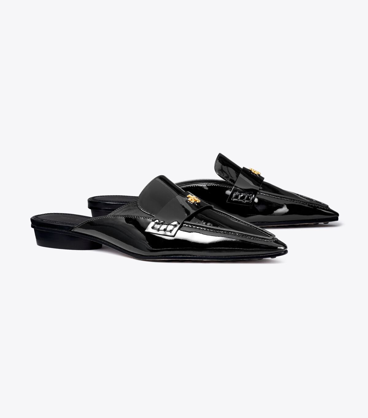 Tory Burch Black Pointed Backless Loafers