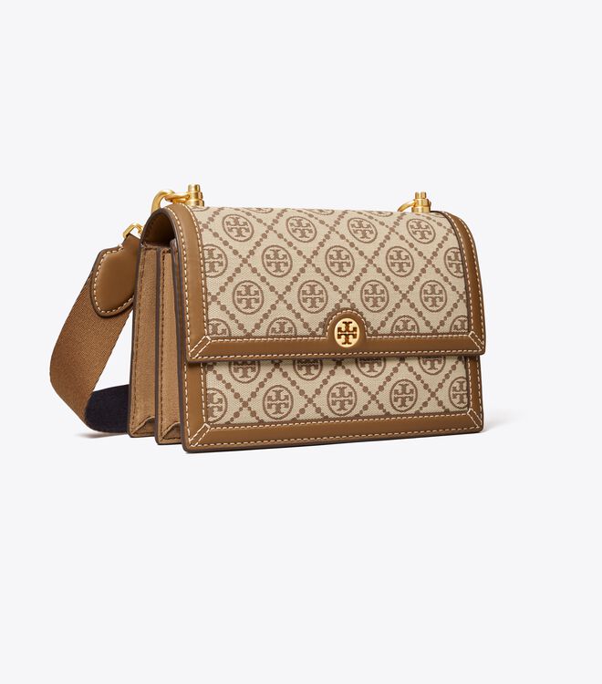 Tory Burch Brown Small T Monogram Shoulder Bags