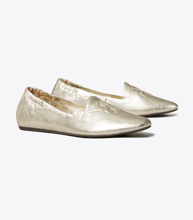 Tory Burch Gold Smoking Ballet Flats
