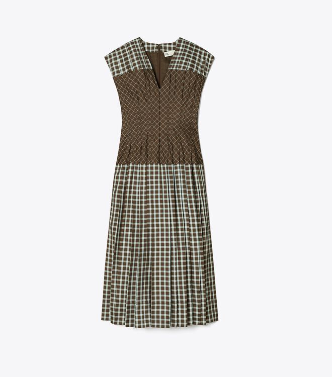 Tory Burch Blue Brown Silk Claire Mccardell Dress