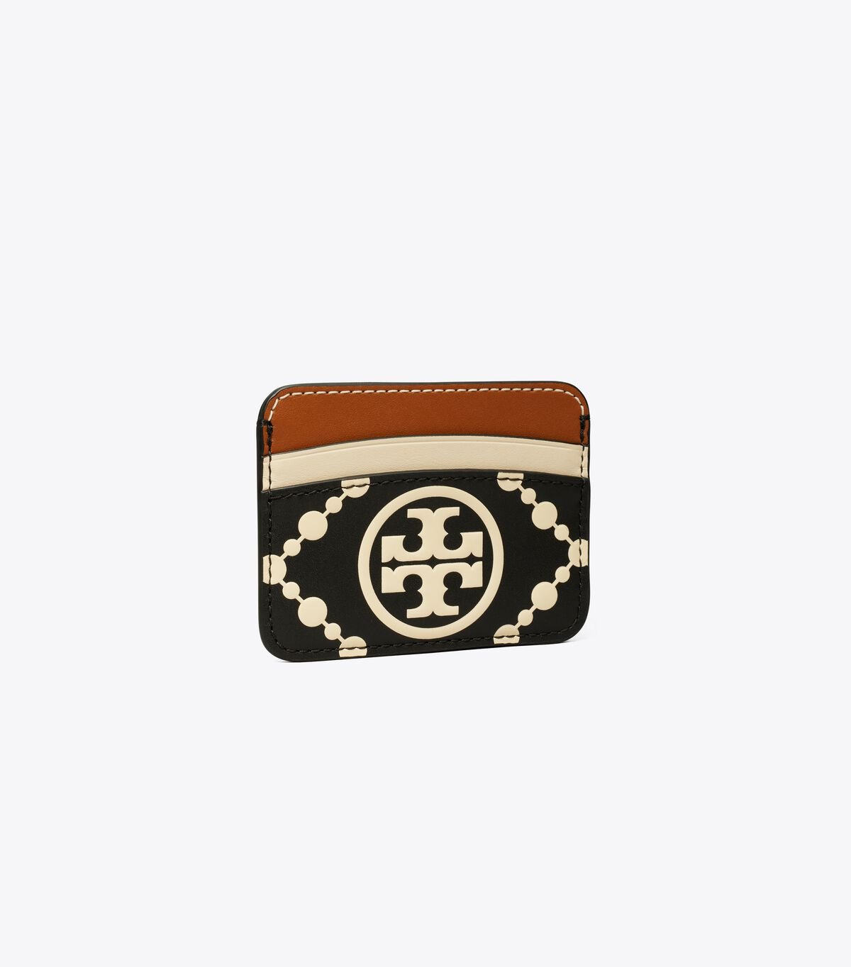 Tory Burch Black / Cream T Monogram Contrast Embossed Card Case