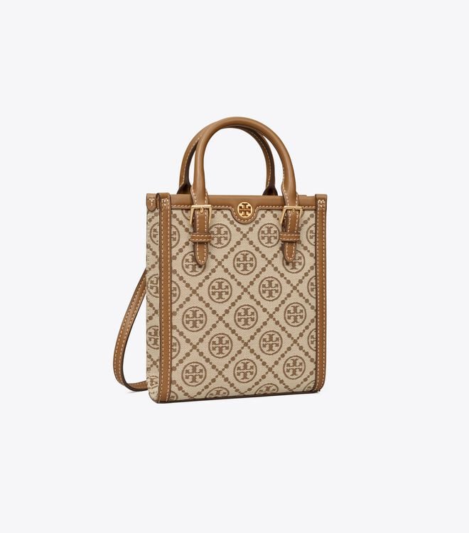 Tory Burch Brown Mini T Monogram Tote Bags
