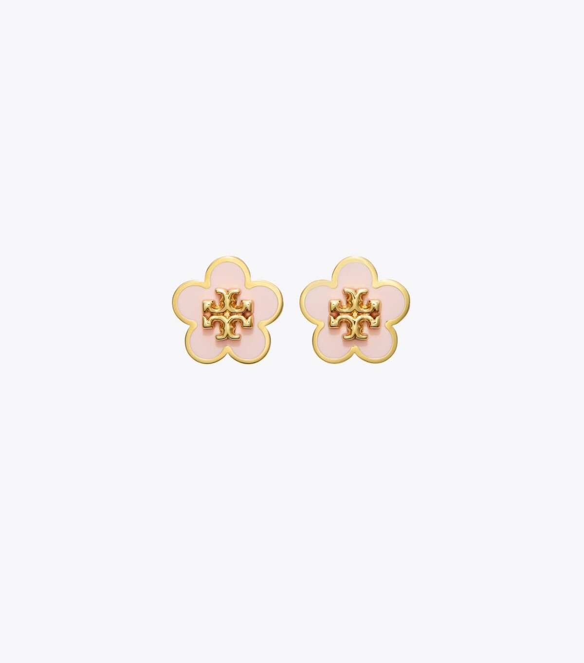 Tory Burch Silver / Purple Pink Kira Enamel Flower Stud Earrings