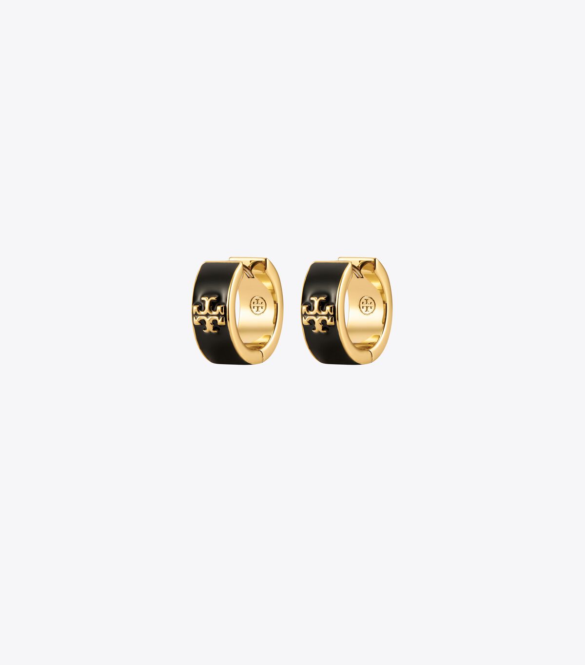 Tory Burch Gold / Black Kira Enamel Hoop Earrings