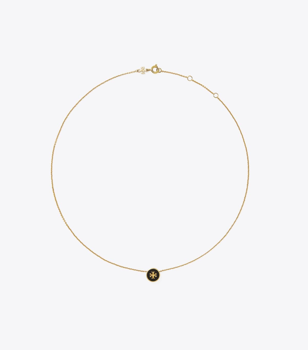 Tory Burch Gold / Black Kira Enamel Pendant Necklace