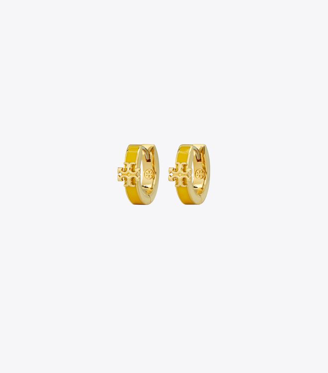 Tory Burch Gold / Yellow Kira Enamel Huggie Earrings