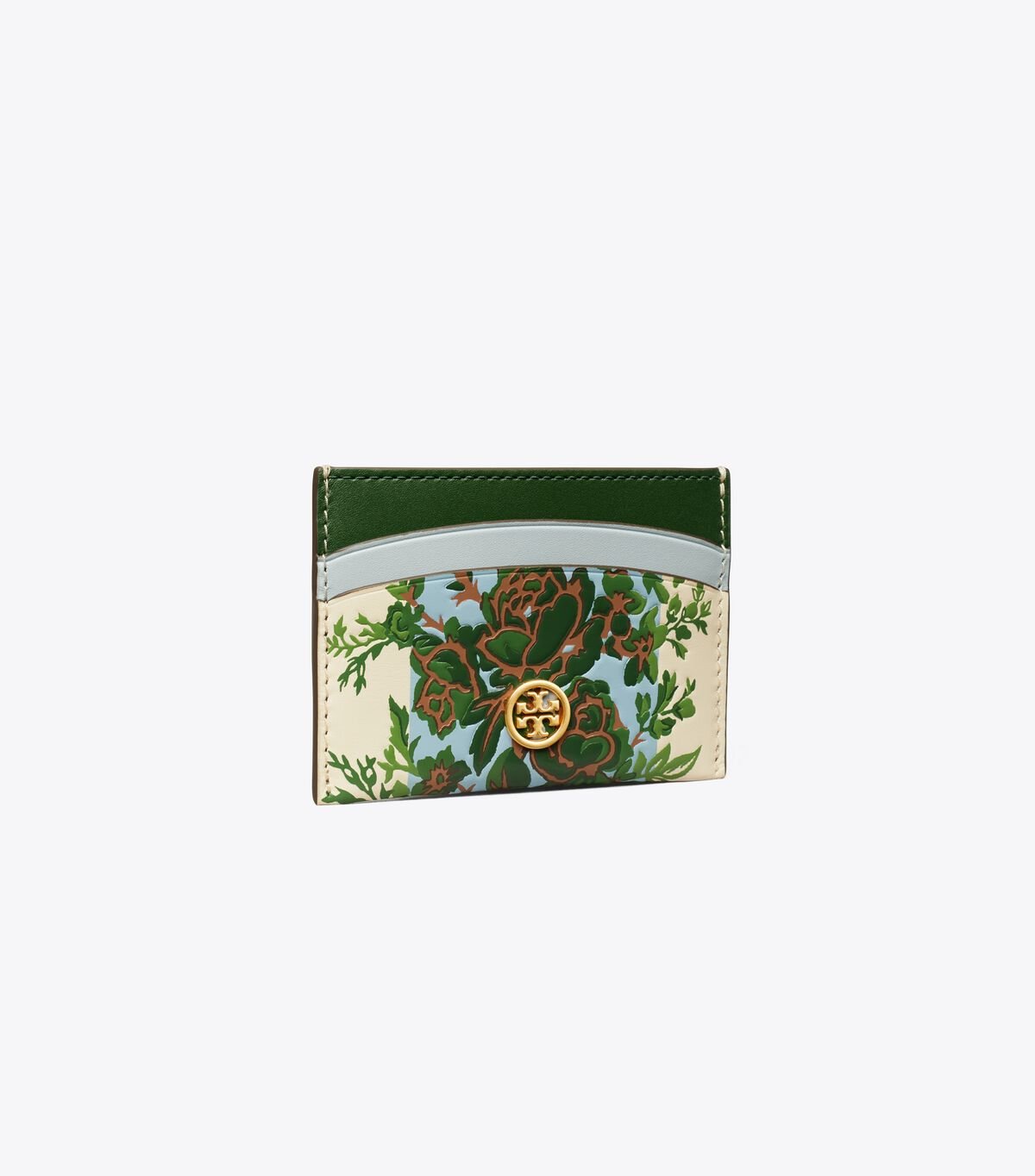 Tory Burch Blue Green White Robinson Madeleine Card Case