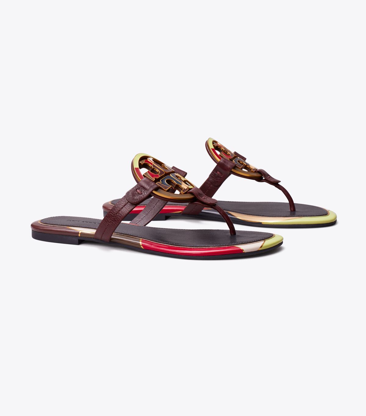 Tory Burch Brown Enamel Miller Sandals