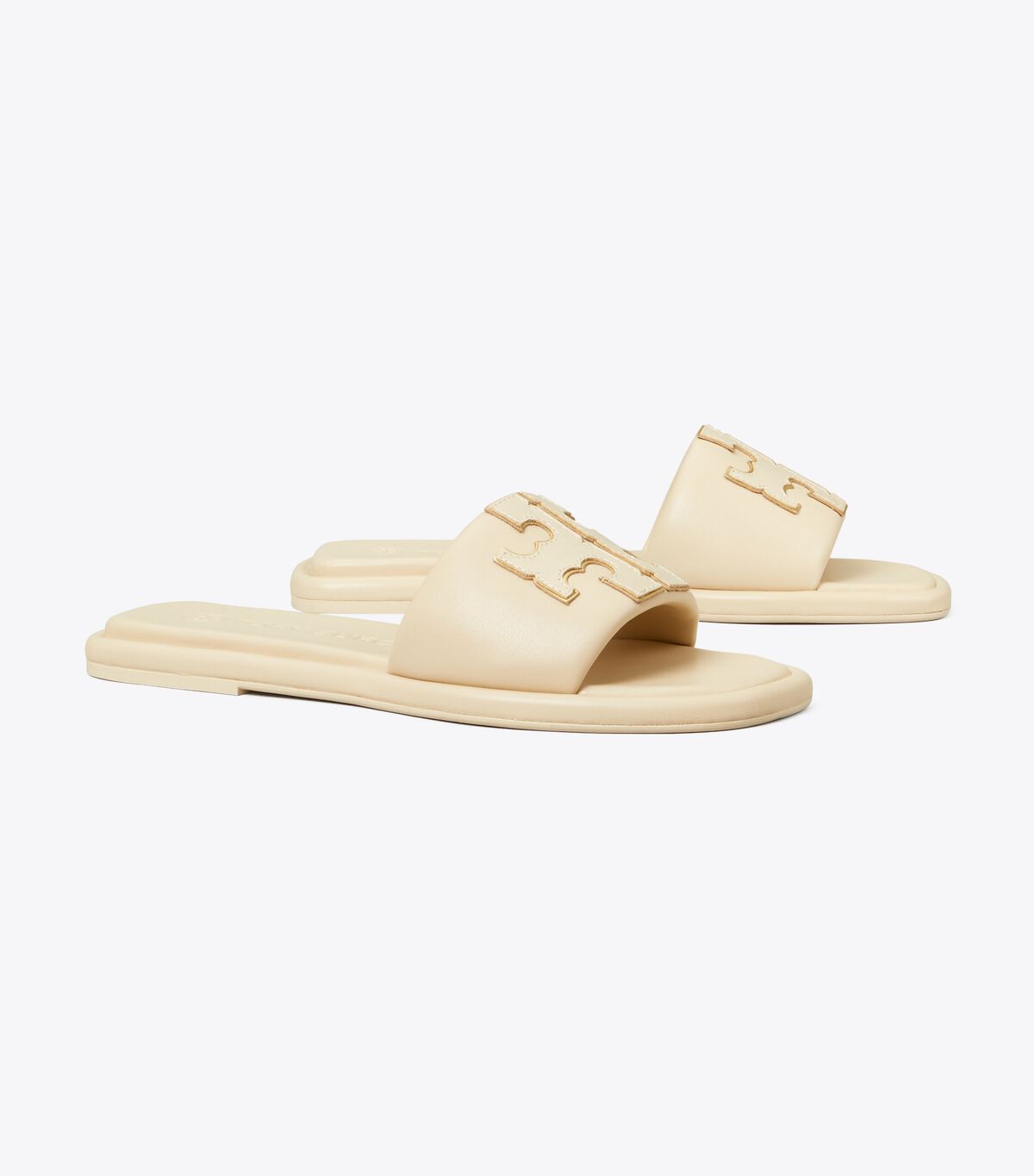 Tory Burch Beige / Gold Double T Sandals