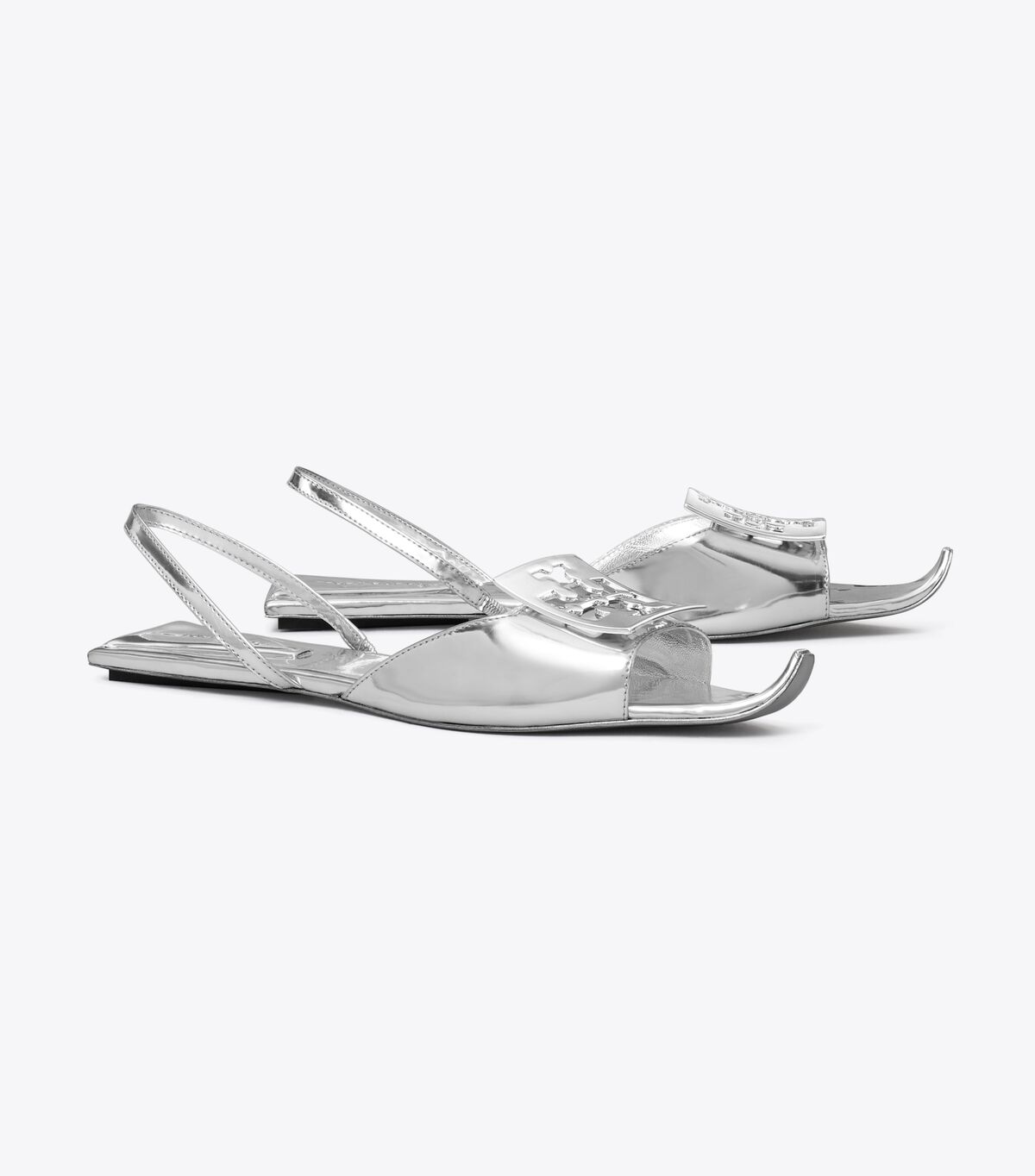 Tory Burch Silver Logo Sandals