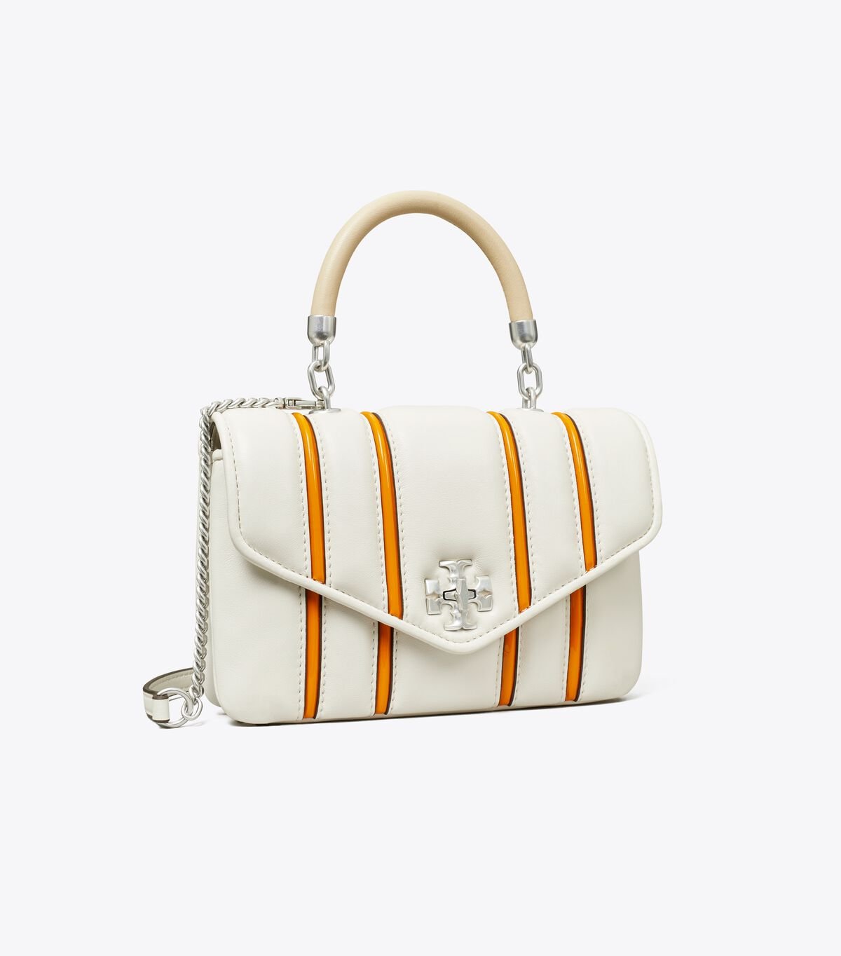 Tory Burch White / Orange Kira Bombé Stripe Mini Bag