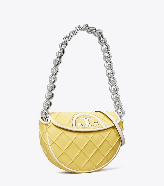 Tory Burch Lemon / White Fleming Soft Mini Bag