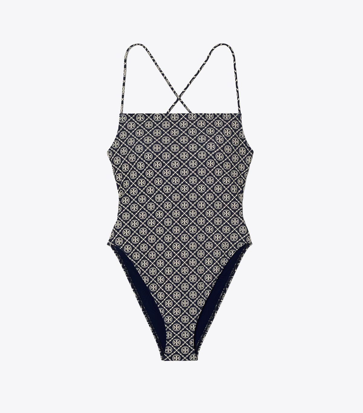 Tory Burch Navy Printed Tie-back One-piece Swimsuits