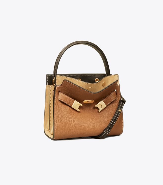 Tory Burch Brown Petite Lee Radziwill Pebbled Crossbody Bags