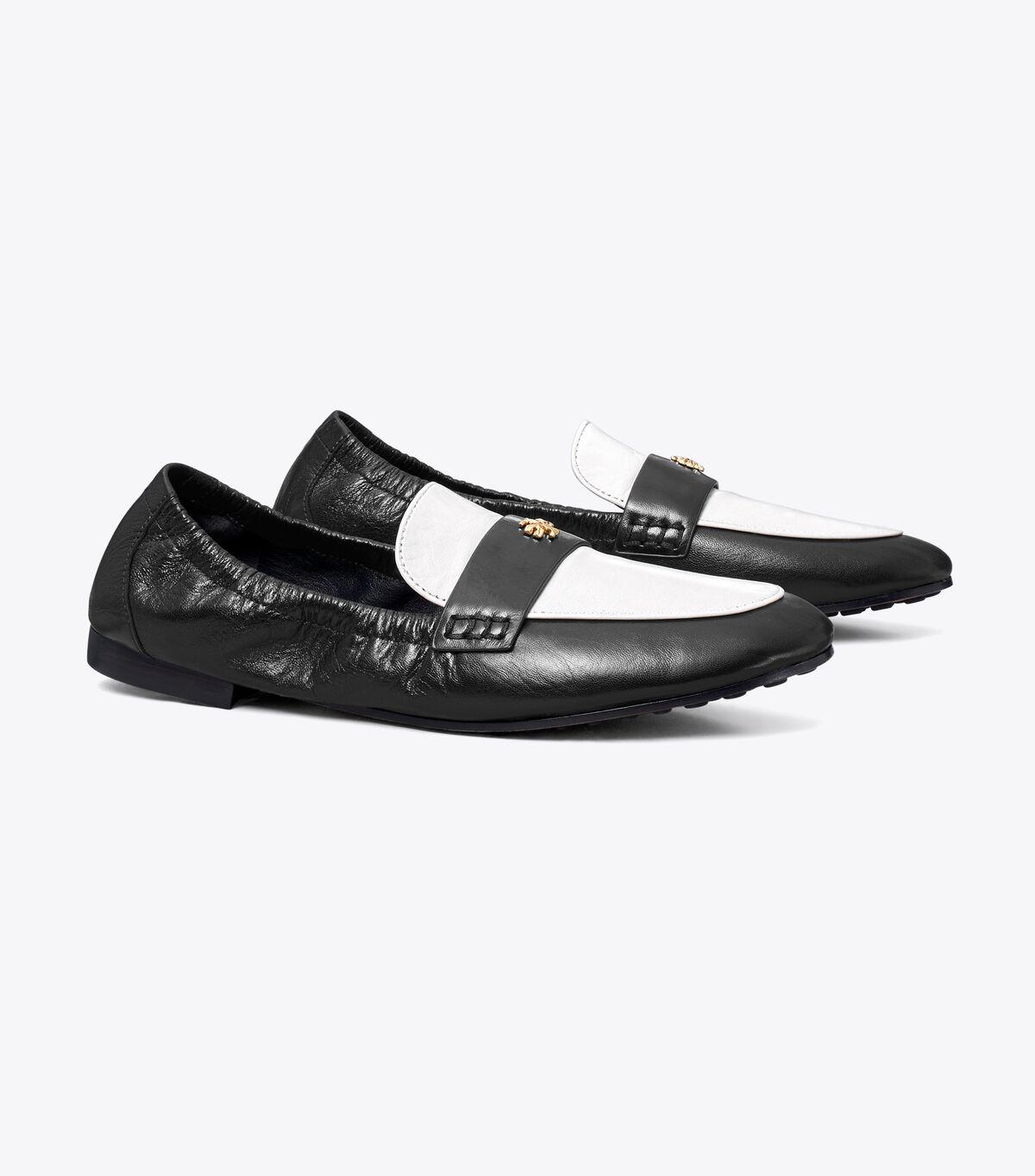 Tory Burch Black / White Eleanor Loafers