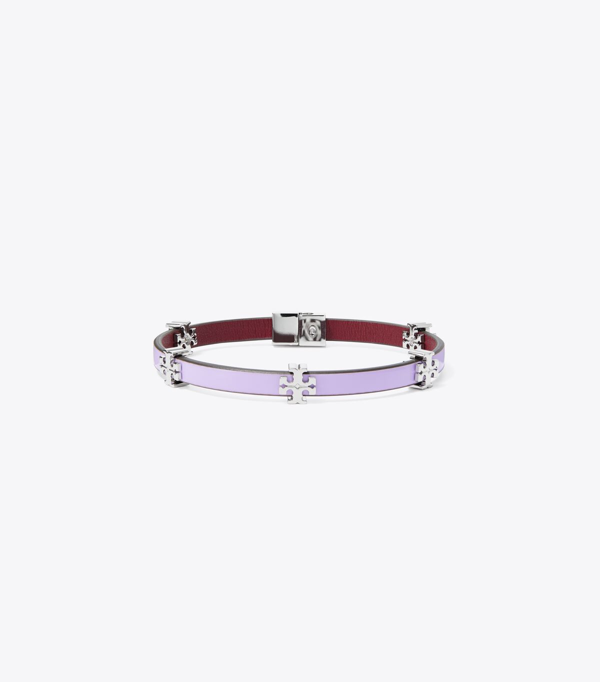 Tory Burch Silver / Lavender Eleanor Leather Bracelet