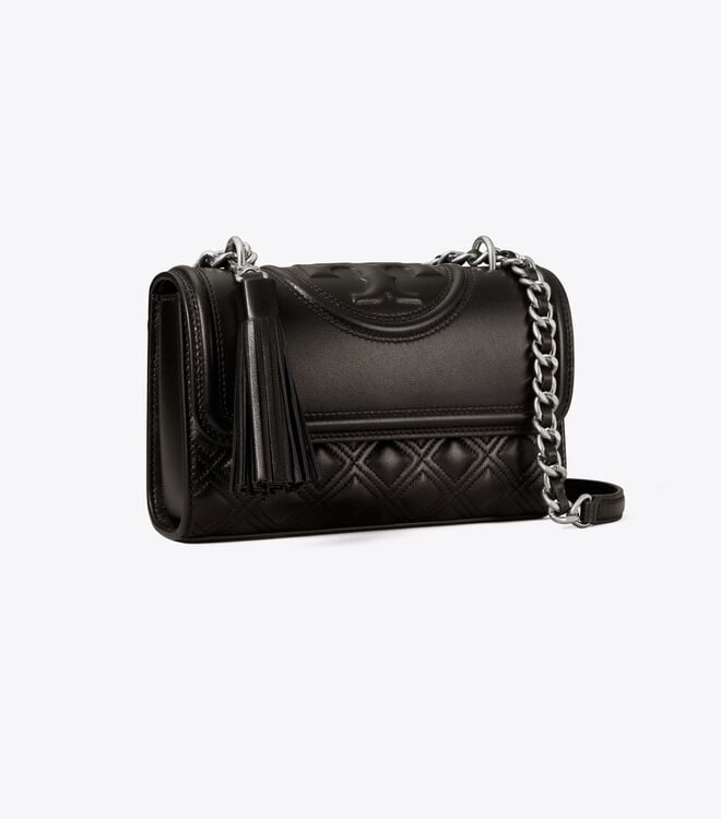 Tory Burch Black / Silver Small Fleming Convertible Shoulder Bags