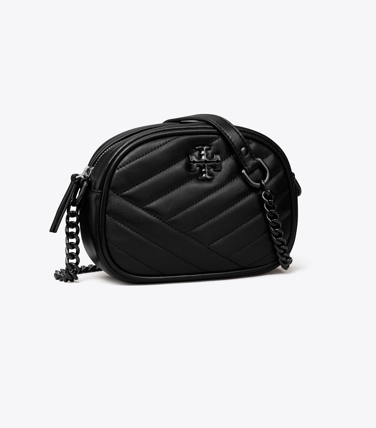 Tory Burch Black / Silver Small Kira Chevron Mini Bag