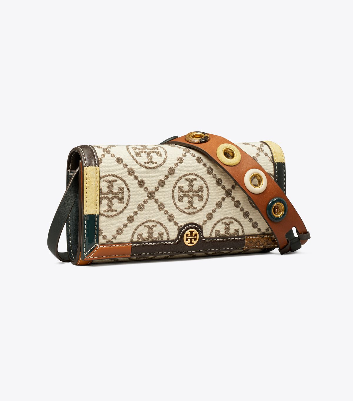 Tory Burch Beige T Monogram Grommet Crossbody Bags