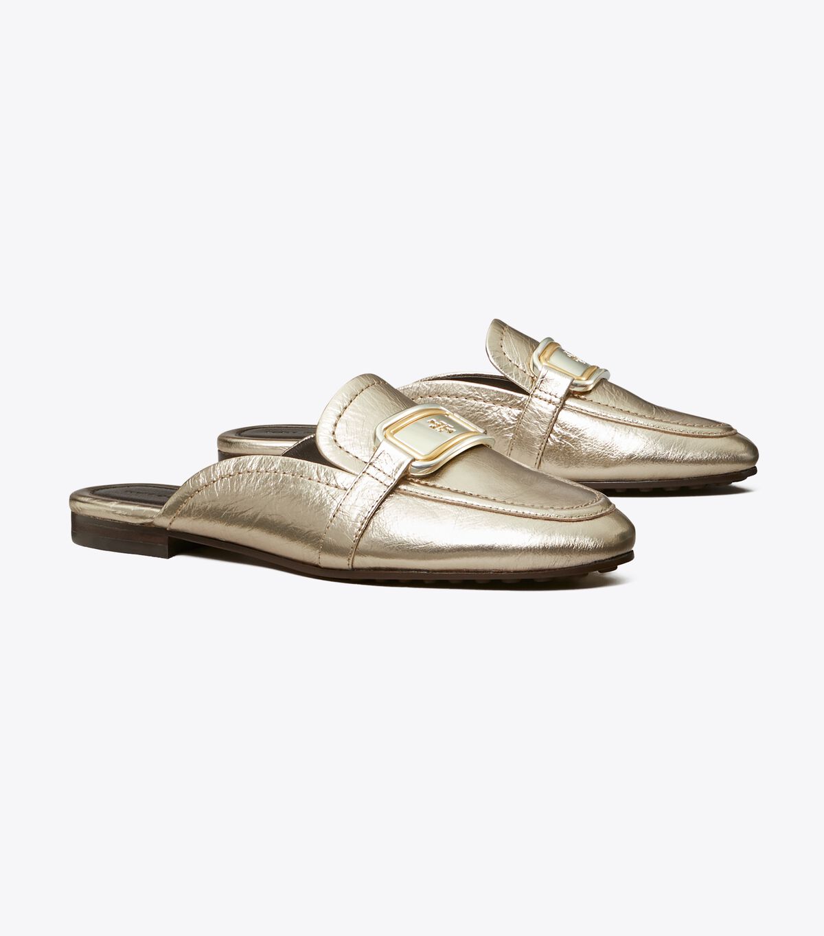 Tory Burch Gold Georgia Backless Loafers