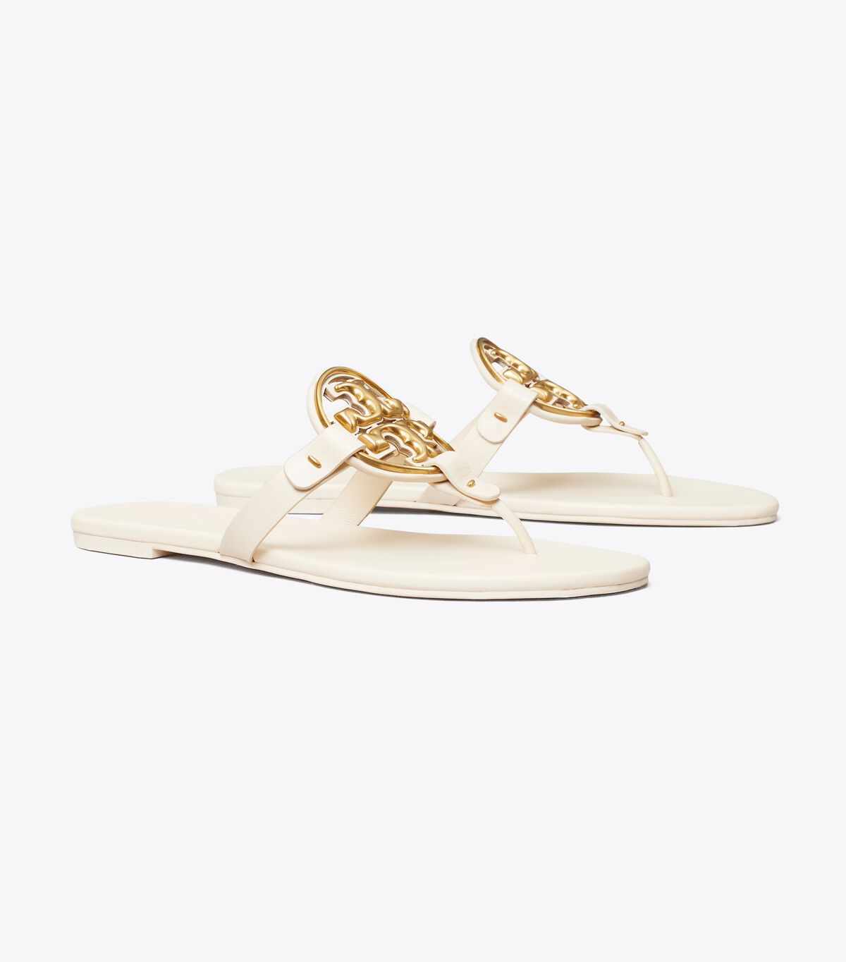 Tory Burch Cream / Gold Metal Miller Soft Sandals