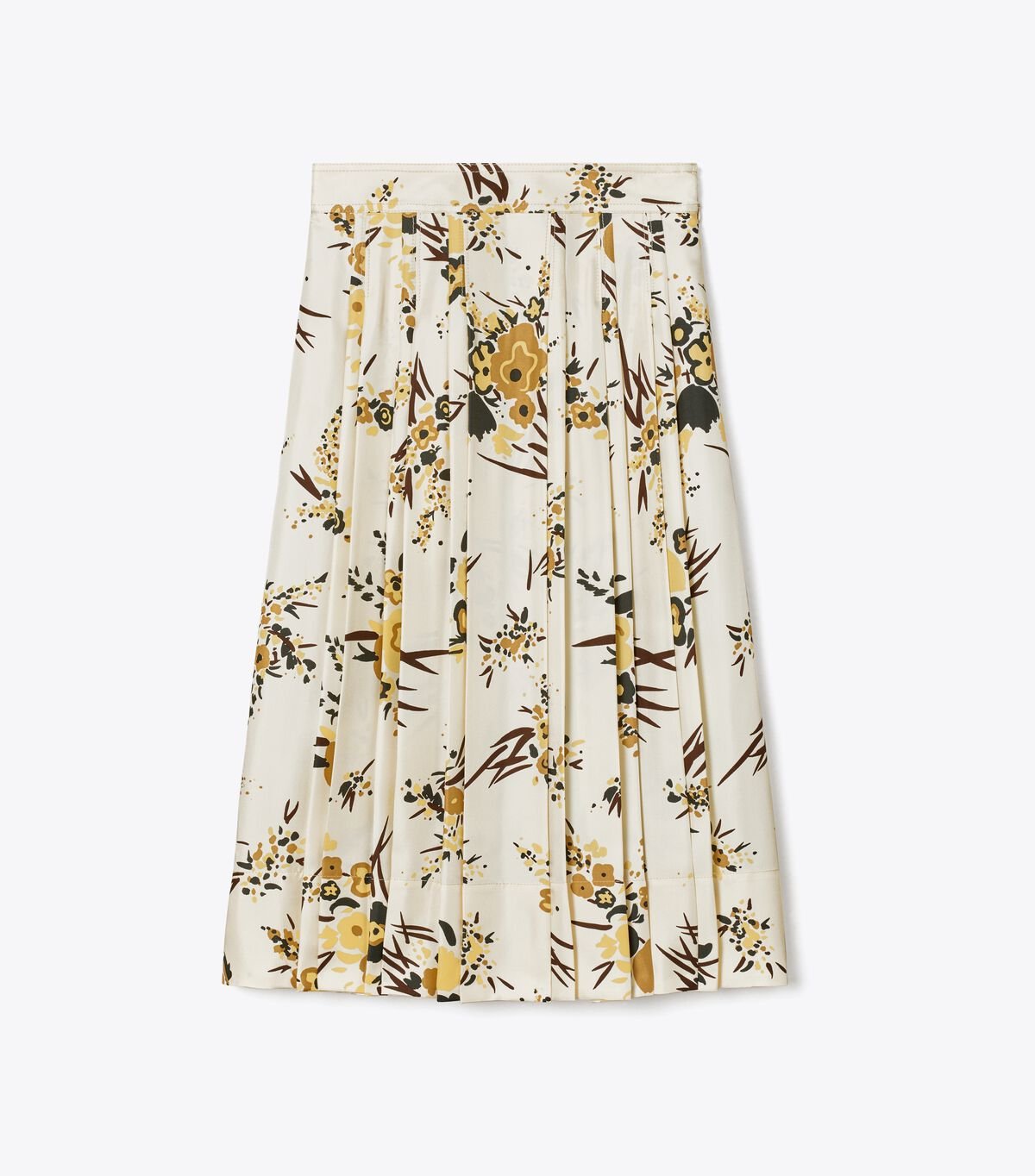 Tory Burch Cream Multicolor Printed Silk Pleated Skirts