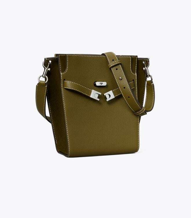 Tory Burch Deep Green Lee Radziwill Pebbled Satchel Bags