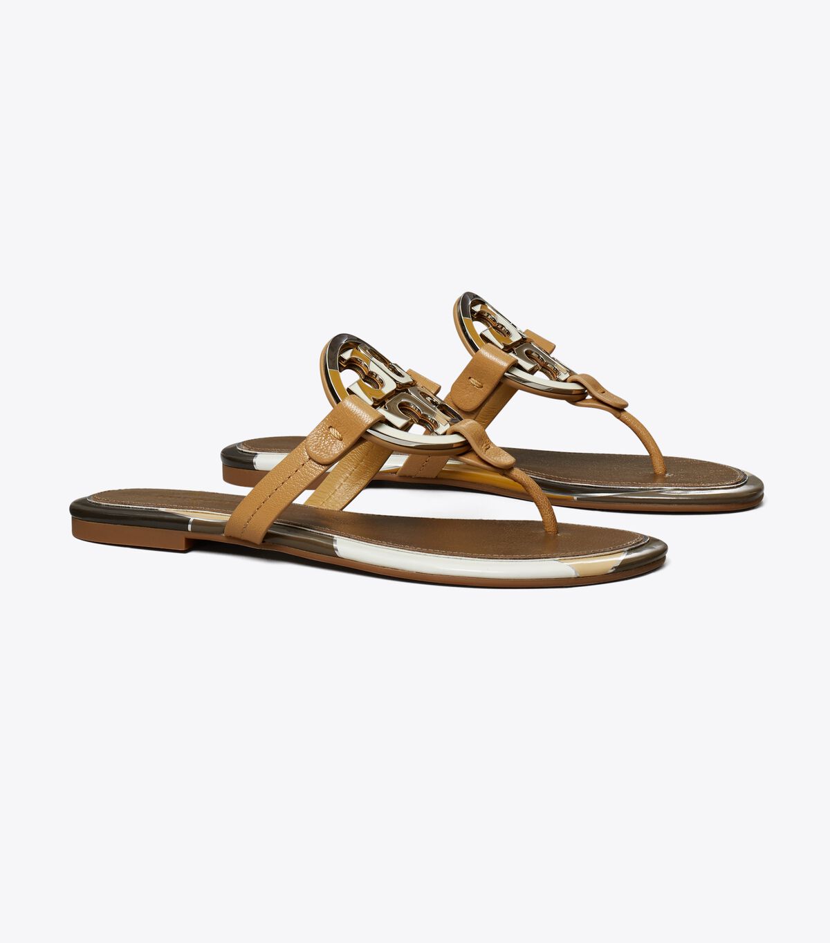 Tory Burch Brown Enamel Miller Sandals