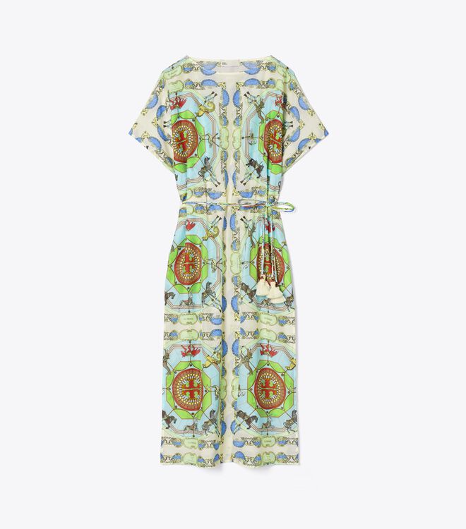 Tory Burch Green Printed Cotton Silk Dress