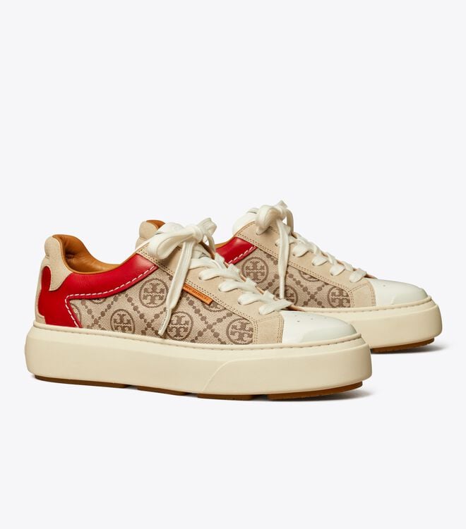Tory Burch White T Monogram Ladybug Sneakers