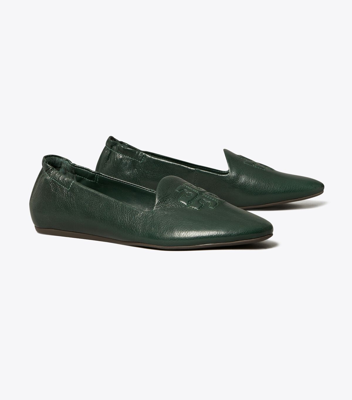 Tory Burch Dark Green Smoking Slippers