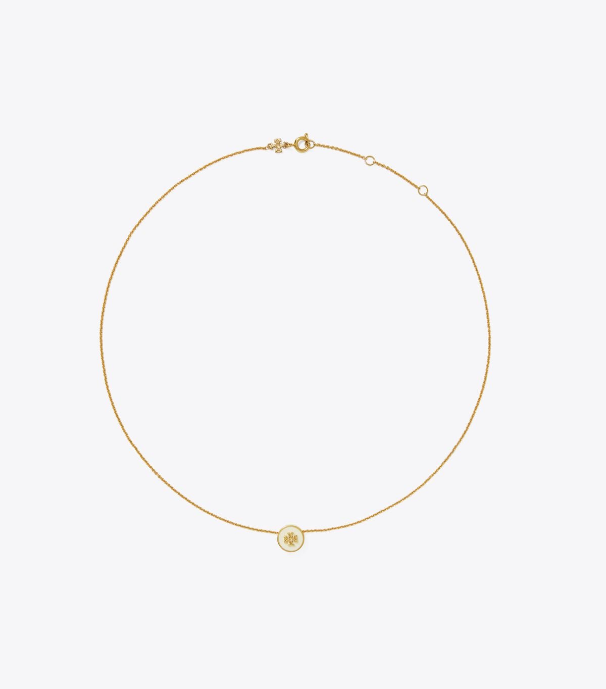 Tory Burch Gold / White Kira Enamel Pendant Necklace