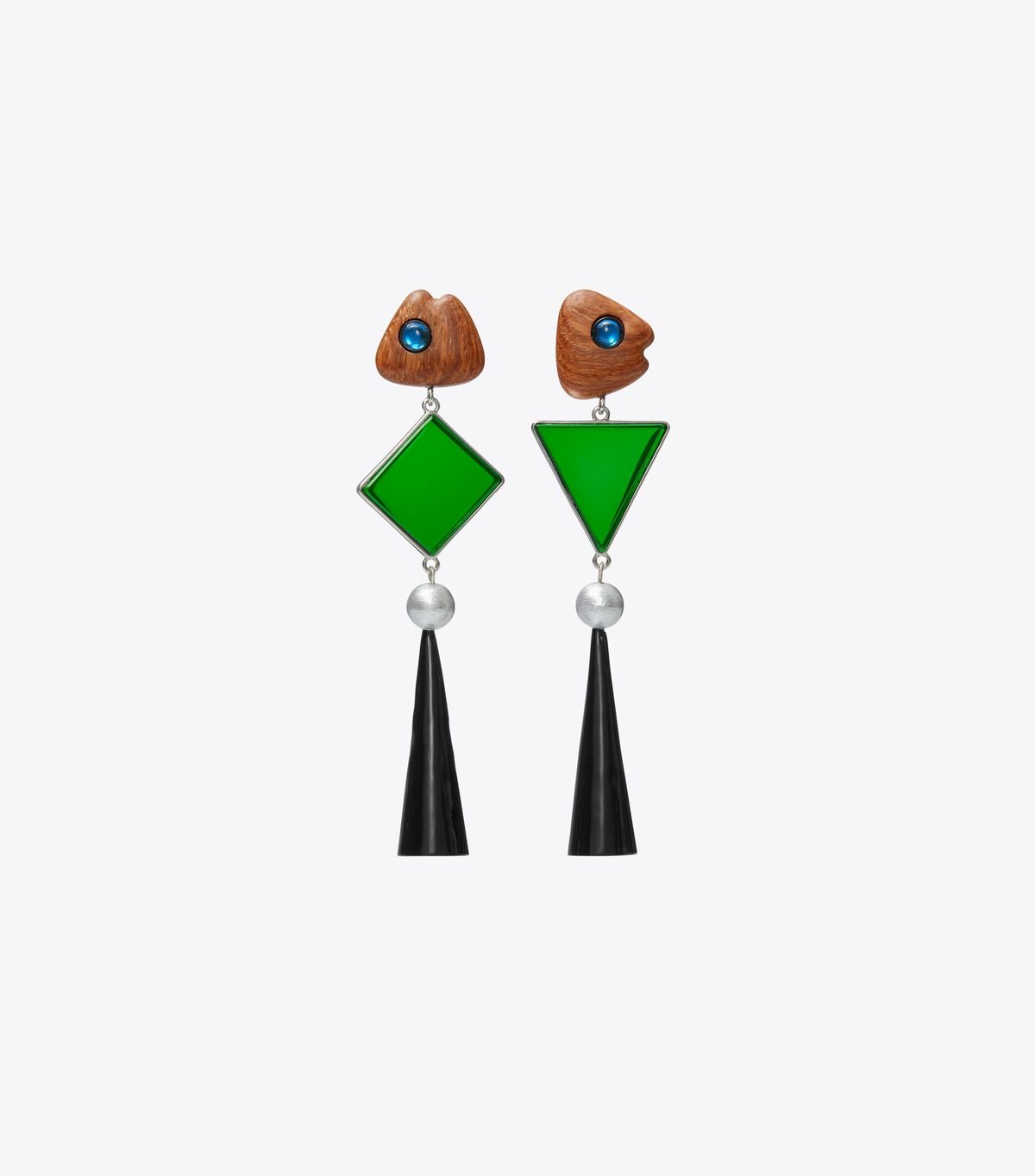 Tory Burch Silver Multicolor Geo Fish Earrings