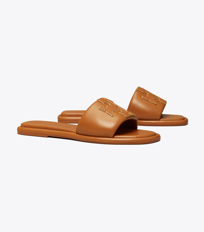 Tory Burch Brown / Gold Double T Sandals
