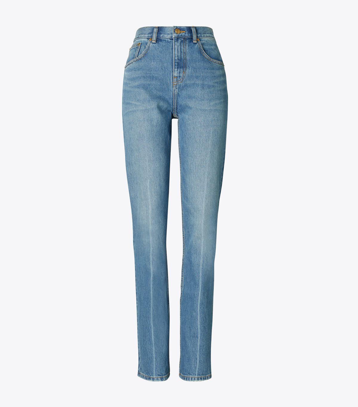 Tory Burch Light Wash Mid-rise Slim Straight Jeans