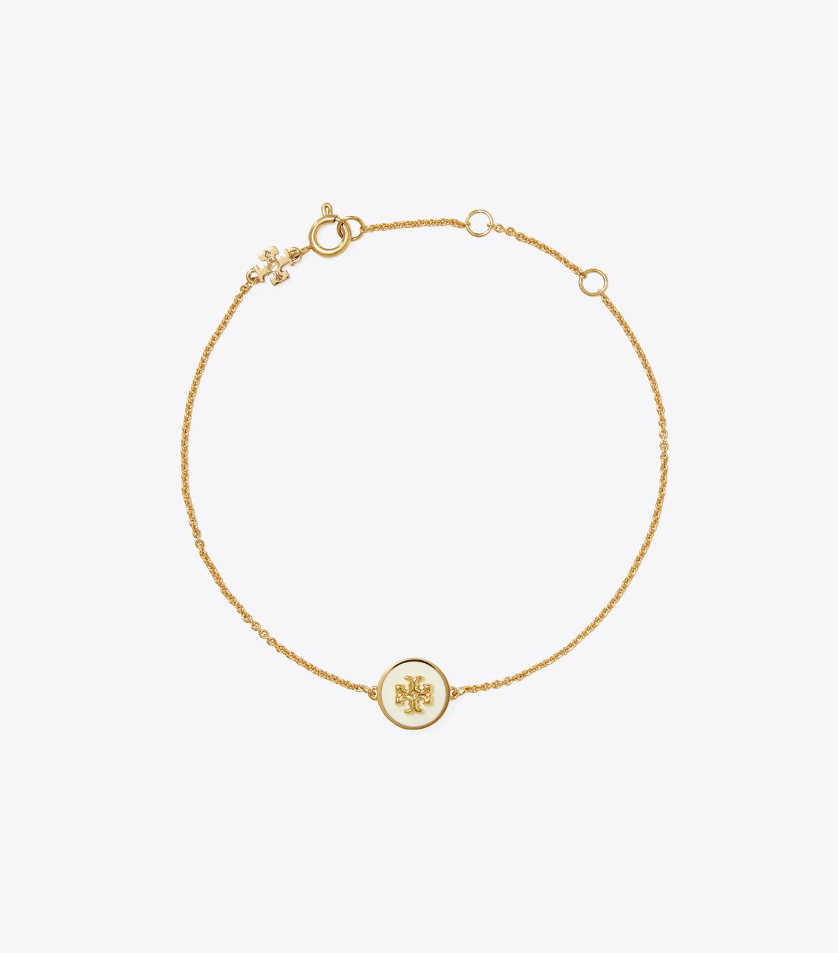 Tory Burch Gold / White Kira Enamel Chain Bracelet