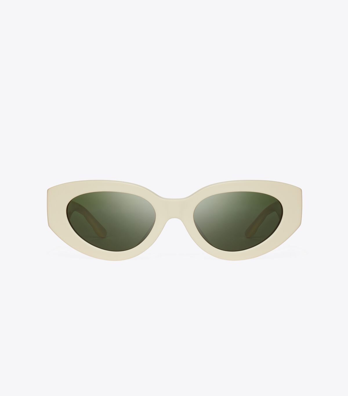 Tory Burch White / Dark Green Kira Chevron Cat-eye Sunglasses
