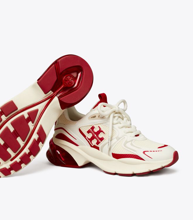 Tory Burch White / Red Good Luck Tech Sneakers