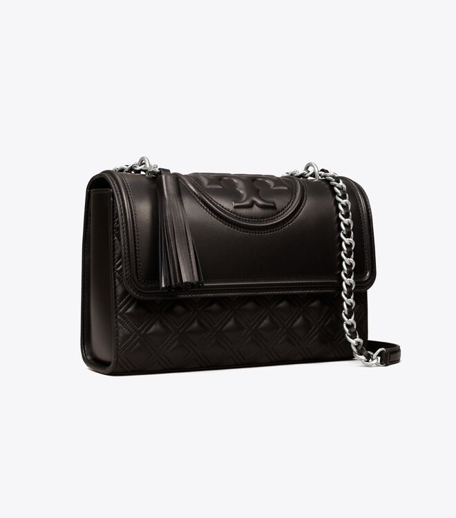 Tory Burch Black / Silver Fleming Convertible Shoulder Bags