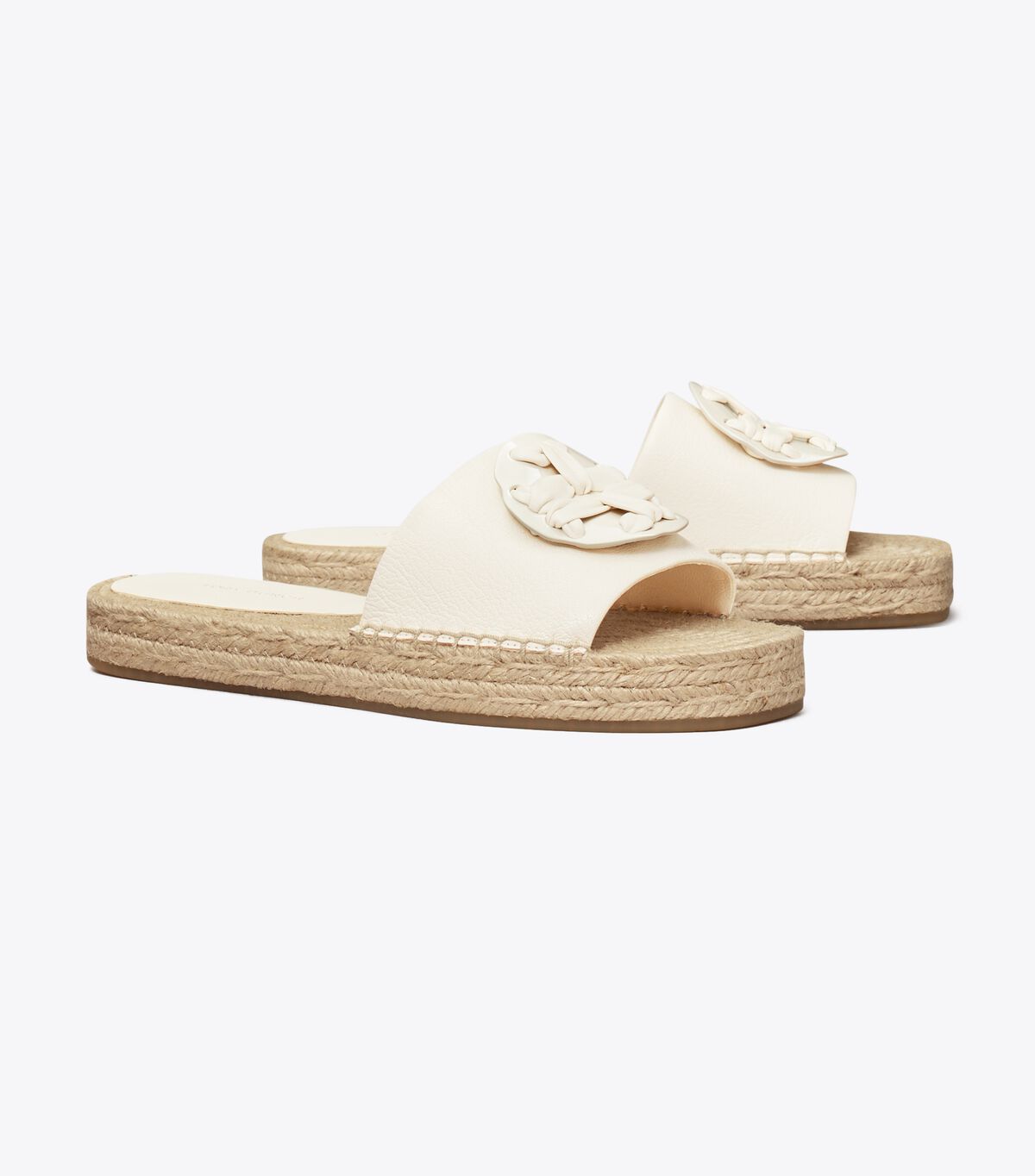 Tory Burch White Woven Double T Espadrille