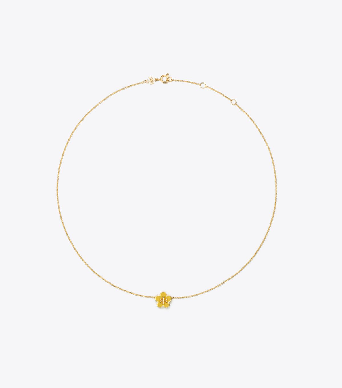 Tory Burch Gold / Yellow Kira Enamel Flower Pendant Necklace