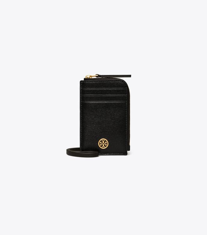 Tory Burch Black Robinson Lanyard Card Case